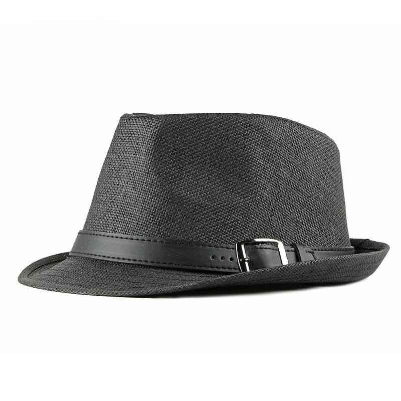 Chapeau d'Été Fedora en Paille pour Homme & Femme – Style Panama Chic avec Ruban Noir – Protection Solaire & Respirant