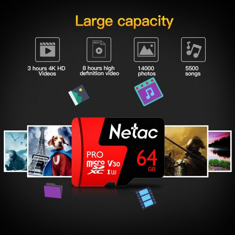 Netac P500 PRO 64GB U3 vitesse niveau Automobile enregistreur de données moniteur caméra carte mémoire carte TF