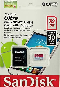 Sandisk Ultra Android carte mémoire microSDHC UHS-I 32Go classe 10 avec adaptateur - SDSDQUA-032G-U46A
