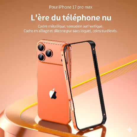 Coque bumper orange métal iPhone 17 Pro Max