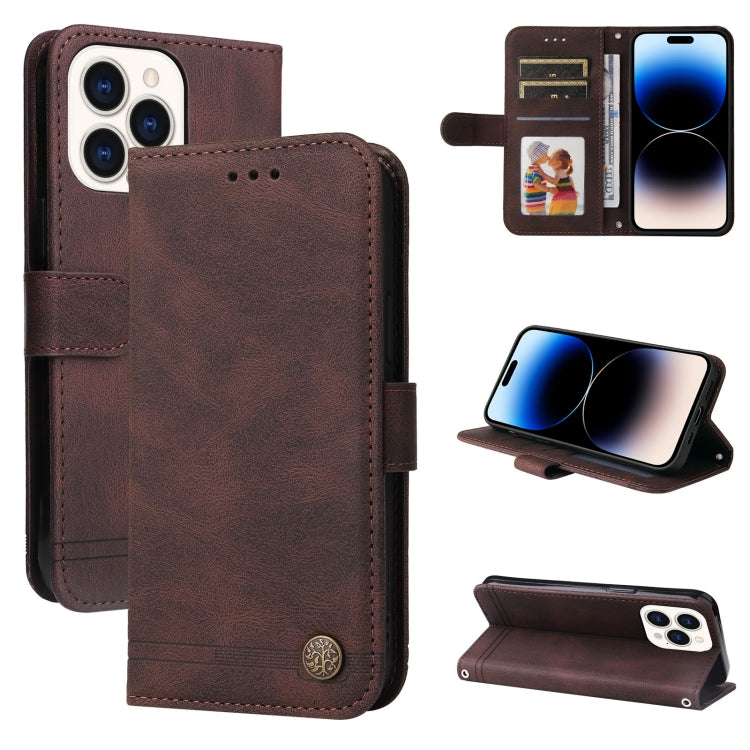 Skin Feel Life Tree Étui en cuir, For iPhone 14, For iPhone 14 Plus, For iPhone 14 Pro, For iPhone 14 Pro Max