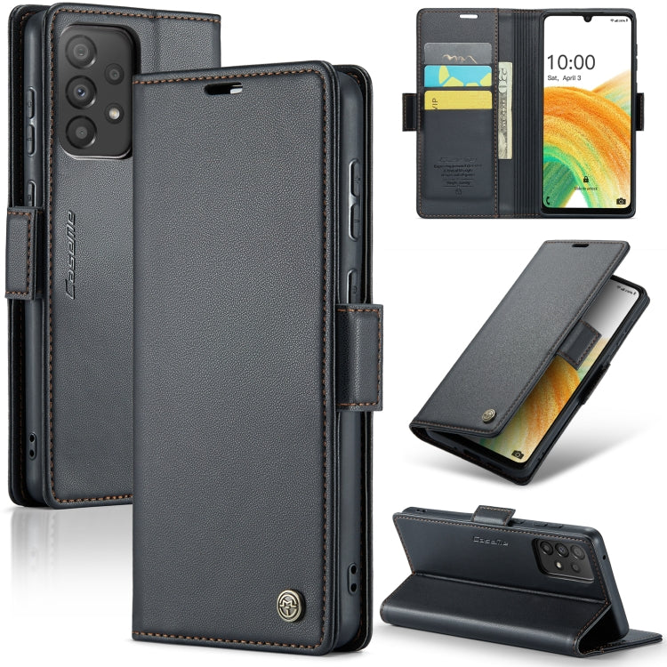 Étui CaseMe en simili-cuir avec boucle papillon Protection antivol RFID pour Samsung Galaxy S23+ 5G / Galaxy A12 5G / Galaxy S20 / Galaxy S23 Ultra 5G / Galaxy A33 5G.