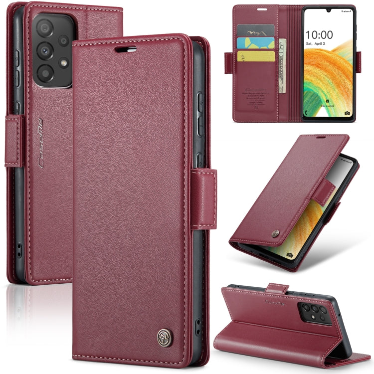 Étui CaseMe en simili-cuir avec boucle papillon Protection antivol RFID pour Samsung Galaxy S23+ 5G / Galaxy A12 5G / Galaxy S20 / Galaxy S23 Ultra 5G / Galaxy A33 5G.