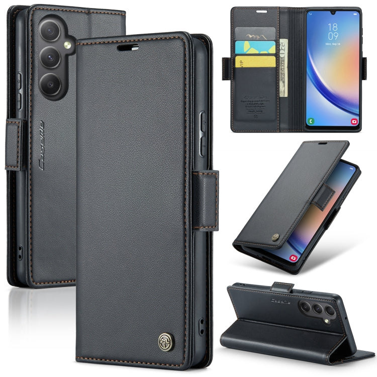 Étui CaseMe en simili-cuir avec boucle papillon Protection antivol RFID pour Samsung Galaxy S21+ 5G / Note 10+ / Note20 Ultra / A40 / A34 5G.