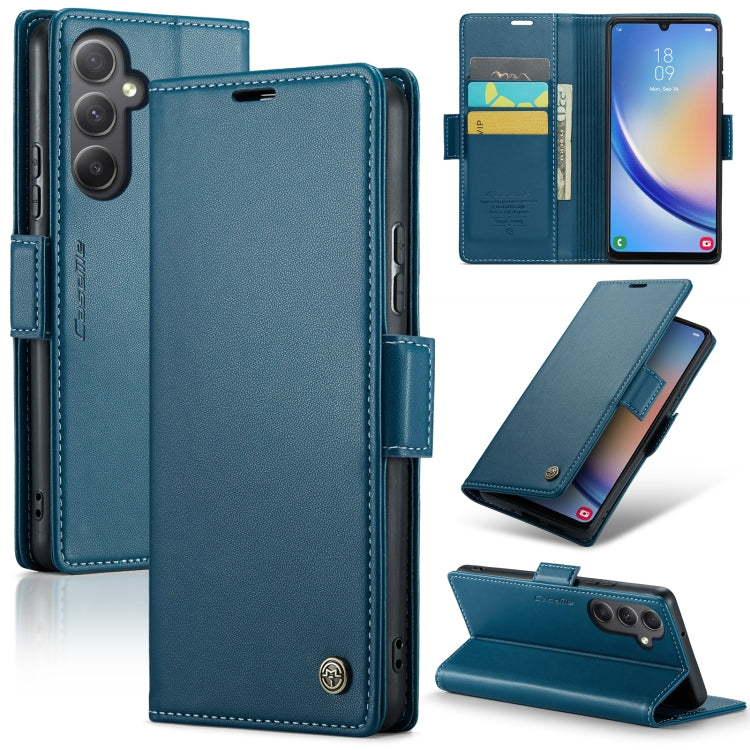 Étui CaseMe en simili-cuir avec boucle papillon Protection antivol RFID pour Samsung Galaxy S21+ 5G / Note 10+ / Note20 Ultra / A40 / A34 5G.