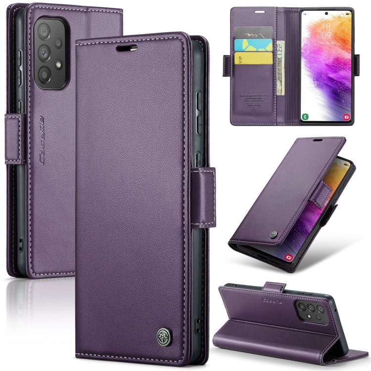 Étui CaseMe en simili-cuir avec boucle papillon Protection antivol RFID pour Samsung Galaxy S24+ 5G / Galaxy A51 4G/M40s / Galaxy A73 5G / Galaxy A24 4G / Galaxy S21 FE 5G.