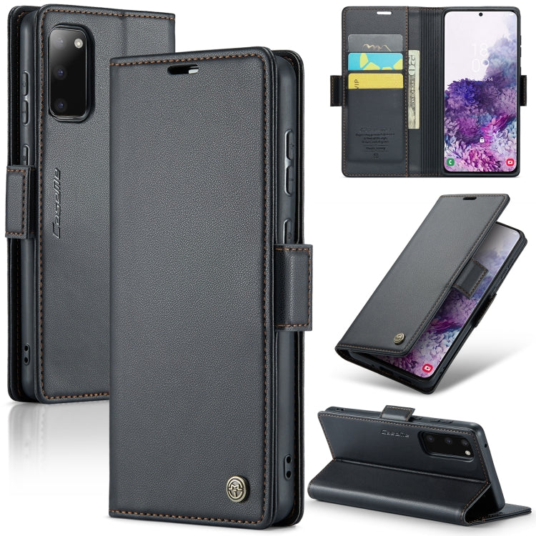 Étui CaseMe en simili-cuir avec boucle papillon Protection antivol RFID pour Samsung Galaxy S23+ 5G / Galaxy A12 5G / Galaxy S20 / Galaxy S23 Ultra 5G / Galaxy A33 5G.