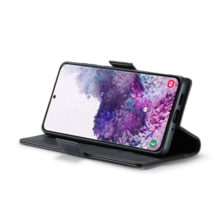 Étui CaseMe 023 en similicuir texture litchi, avec boucle papillon et protection antivol (RFID) pour Samsung Galaxy S20, Galaxy S20+, Galaxy A71 4G, Galaxy A51 4G/M40s