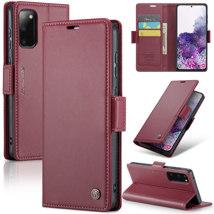 Étui CaseMe en simili-cuir avec boucle papillon Protection antivol RFID pour Samsung Galaxy S23+ 5G / Galaxy A12 5G / Galaxy S20 / Galaxy S23 Ultra 5G / Galaxy A33 5G.