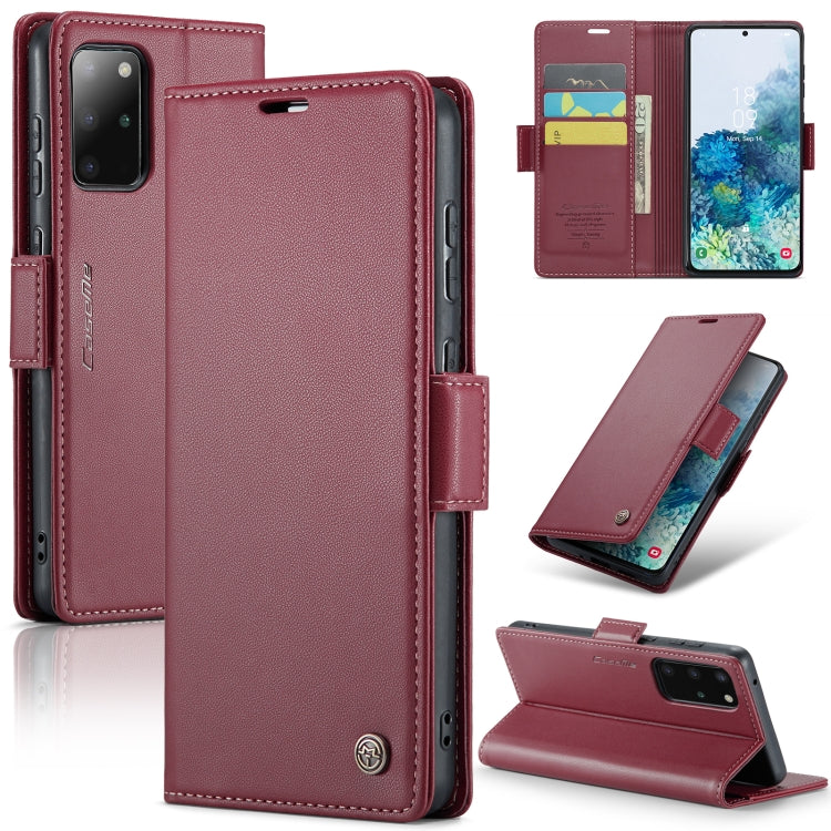 Étui CaseMe en simili-cuir avec boucle papillon Protection antivol RFID pour Samsung Galaxy S22 Ultra 5G / Galaxy S22+ 5G / Galaxy S20+ / Galaxy S24 Ultra / Galaxy A54 5G.