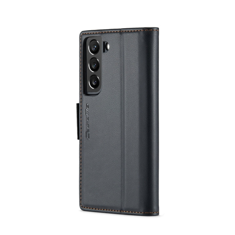 Étui CaseMe 023 en similicuir texture litchi, avec boucle papillon et protection antivol (RFID) pour Samsung Galaxy S22 5G, Galaxy A32 5G / M32 5G, Galaxy A52/A52s 5G, Galaxy A22 5G