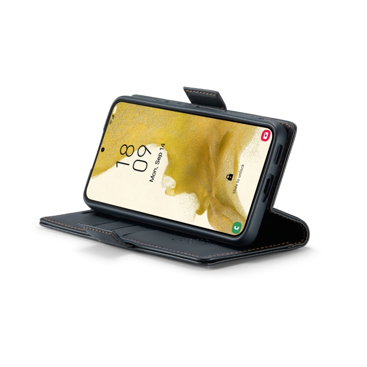 Étui CaseMe 023 en similicuir texture litchi, avec boucle papillon et protection antivol (RFID) pour Samsung Galaxy S22 5G, Galaxy A32 5G / M32 5G, Galaxy A52/A52s 5G, Galaxy A22 5G