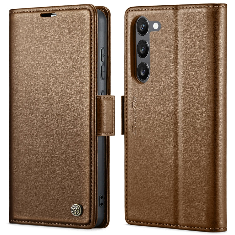 Étui CaseMe en simili-cuir avec boucle papillon Protection antivol RFID pour Samsung Galaxy S23+ 5G / Galaxy A12 5G / Galaxy S20 / Galaxy S23 Ultra 5G / Galaxy A33 5G.