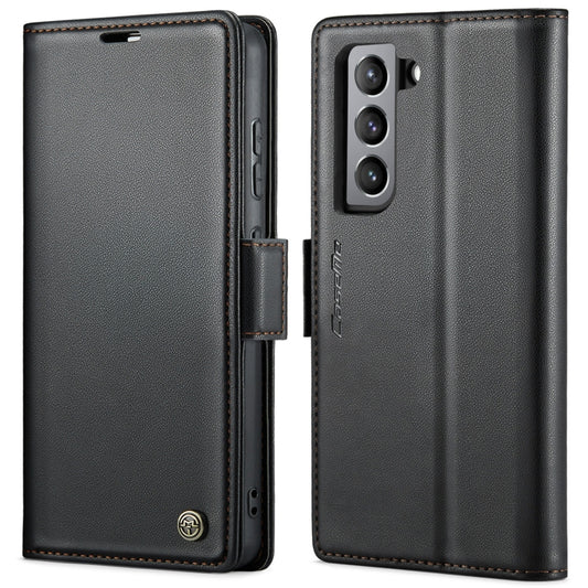 Étui CaseMe 023 en similicuir texture litchi, avec boucle papillon et protection antivol (RFID) pour Samsung Galaxy S21 FE 5G, Galaxy A72, Galaxy A53, Galaxy S21 5G