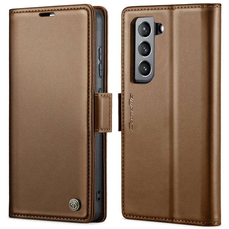 Étui CaseMe en simili-cuir avec boucle papillon Protection antivol RFID pour Samsung Galaxy S24+ 5G / Galaxy A51 4G/M40s / Galaxy A73 5G / Galaxy A24 4G / Galaxy S21 FE 5G.