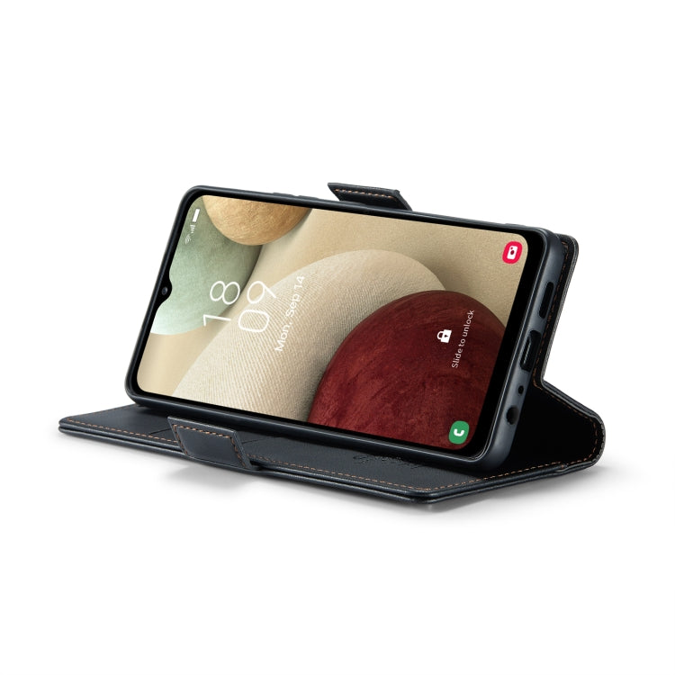Étui CaseMe 023 en similicuir texture litchi, avec boucle papillon et protection antivol (RFID) pour Samsung Galaxy A12 5G, Galaxy A13 4G/5G/A04s/A04/M13 5G, Galaxy S20 FE, Galaxy A23
