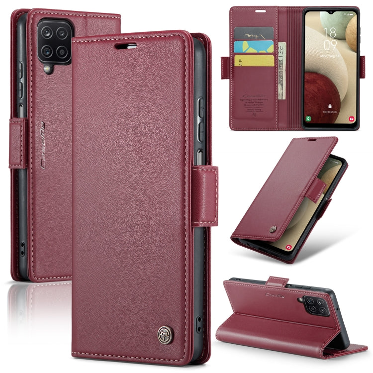 Étui CaseMe en simili-cuir avec boucle papillon Protection antivol RFID pour Samsung Galaxy S23+ 5G / Galaxy A12 5G / Galaxy S20 / Galaxy S23 Ultra 5G / Galaxy A33 5G.