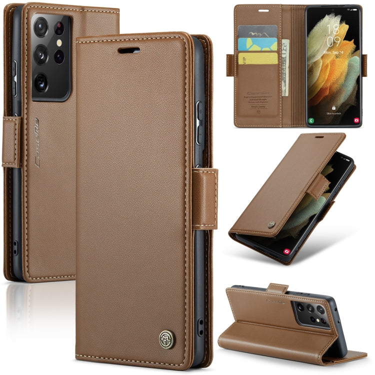 Étui CaseMe en simili-cuir avec boucle papillon Protection antivol RFID pour Samsung Galaxy S21 Ultra 5G / Galaxy A55 / Galaxy S10+ / Galaxy A30s/A50s/A50 / Galaxy A23.