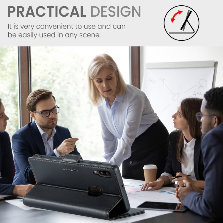 Étui CaseMe 023 en similicuir texture litchi, avec boucle papillon et protection antivol (RFID) pour Samsung Galaxy A40, Galaxy S10+, Galaxy S10