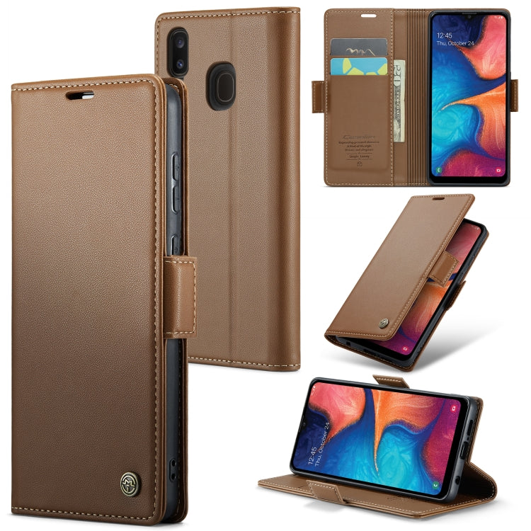 Étui CaseMe en simili-cuir avec boucle papillon Protection antivol RFID pour Samsung Galaxy S21+ 5G / Note 10+ / Note20 Ultra / A40 / A34 5G.