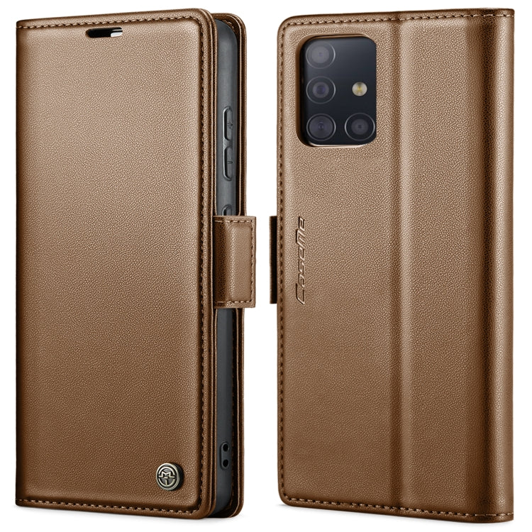 Étui CaseMe en simili-cuir avec boucle papillon Protection antivol RFID pour Samsung Galaxy S24 5G / Galaxy S20 Ultra / Galaxy A15 4G/5G / Galaxy S22 5G / Galaxy A71 4G.