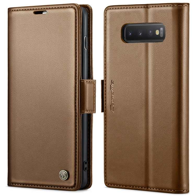 Étui CaseMe en simili-cuir avec boucle papillon Protection antivol RFID pour Samsung Galaxy S21 Ultra 5G / Galaxy A55 / Galaxy S10+ / Galaxy A30s/A50s/A50 / Galaxy A23.