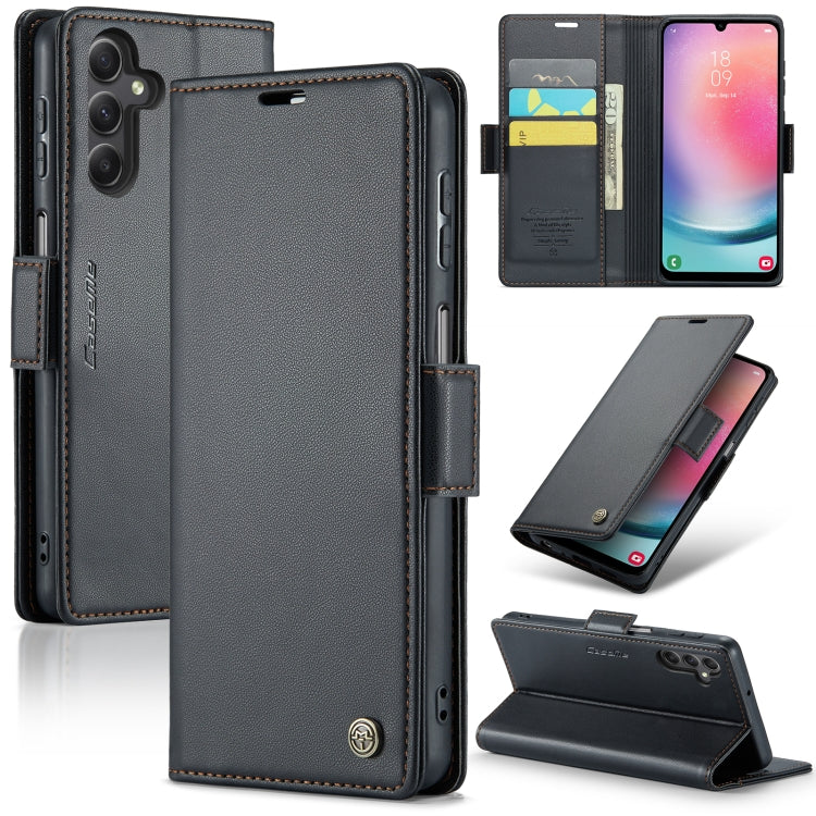 Étui CaseMe en simili-cuir avec boucle papillon Protection antivol RFID pour Samsung Galaxy S24+ 5G / Galaxy A51 4G/M40s / Galaxy A73 5G / Galaxy A24 4G / Galaxy S21 FE 5G.