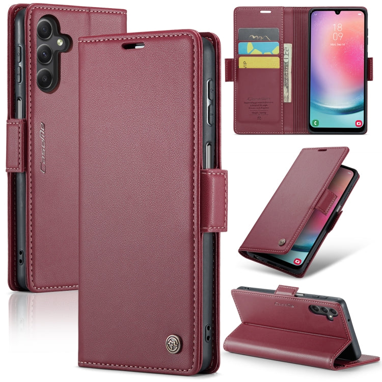 Étui CaseMe en simili-cuir avec boucle papillon Protection antivol RFID pour Samsung Galaxy S24+ 5G / Galaxy A51 4G/M40s / Galaxy A73 5G / Galaxy A24 4G / Galaxy S21 FE 5G.