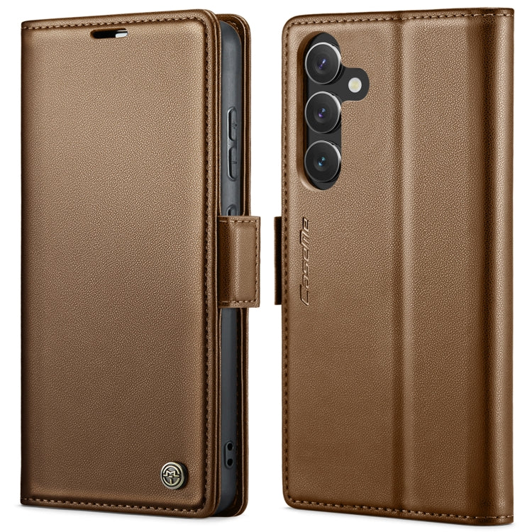 Étui CaseMe en simili-cuir avec boucle papillon Protection antivol RFID pour Samsung Galaxy S24 5G / Galaxy S20 Ultra / Galaxy A15 4G/5G / Galaxy S22 5G / Galaxy A71 4G.