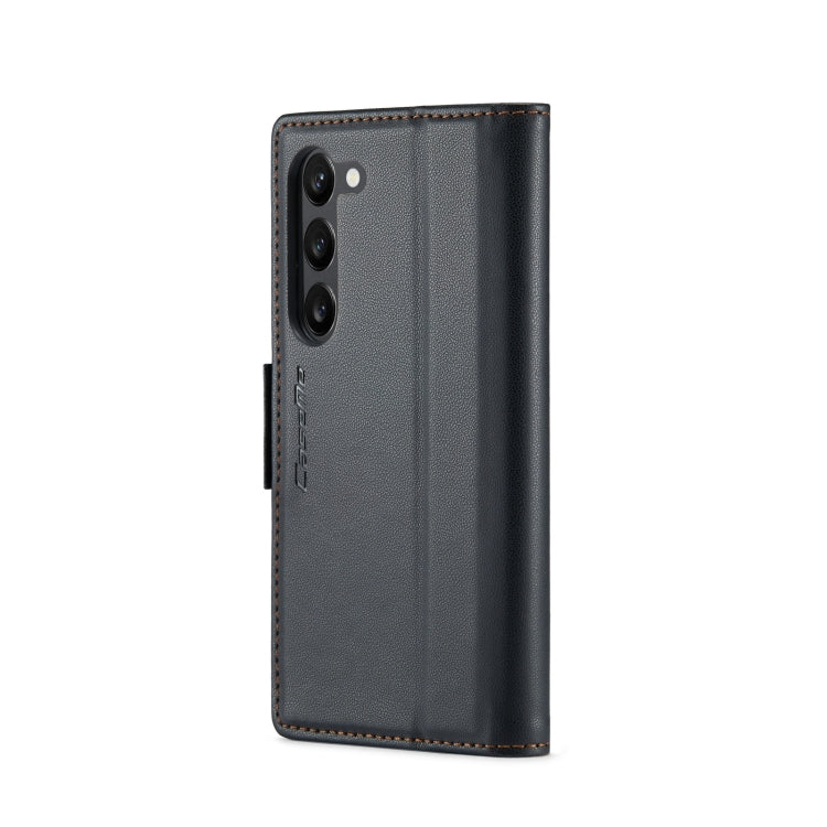 Étui CaseMe 023 en similicuir texture litchi, avec boucle papillon et protection antivol (RFID) pour Samsung Galaxy S24+, Galaxy S24, Galaxy A05s,  Galaxy A25 5G