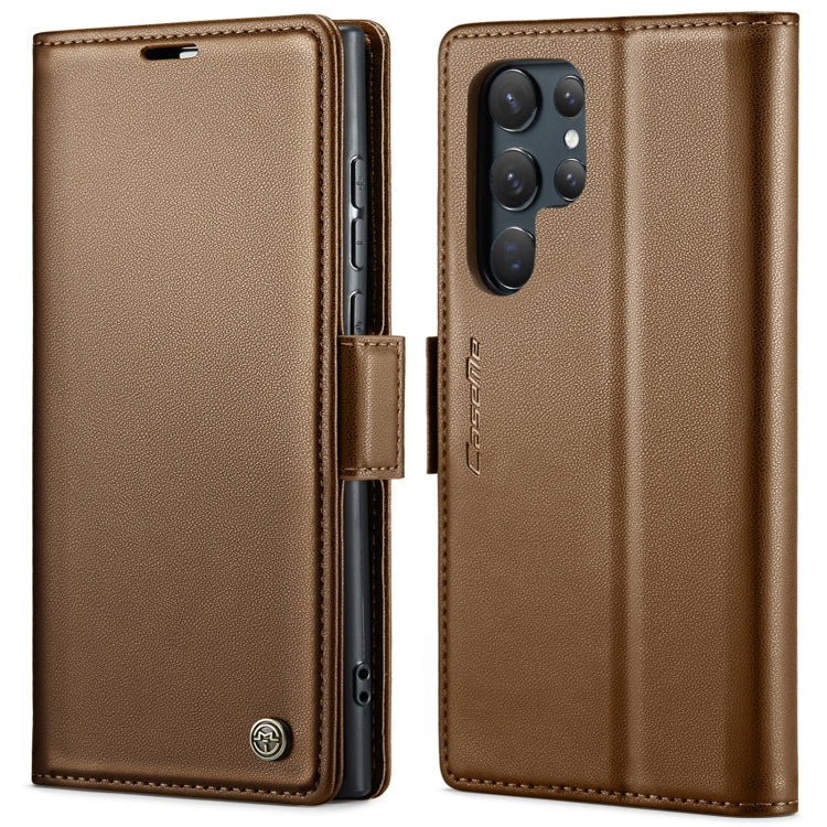 Étui CaseMe en simili-cuir avec boucle papillon Protection antivol RFID pour Samsung Galaxy S22 Ultra 5G / Galaxy S22+ 5G / Galaxy S20+ / Galaxy S24 Ultra / Galaxy A54 5G.