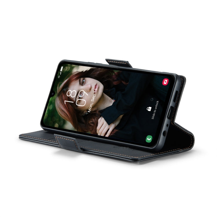 Étui CaseMe 023 en similicuir texture litchi, avec boucle papillon et protection antivol (RFID) pour Samsung Galaxy A15 4G/5G, Galaxy A55, Galaxy A35 5G, Galaxy S24 Ultra