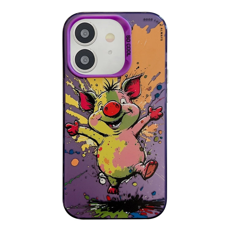 Série de peinture à l'huile de motif animal PC + étui de téléphone en TPU