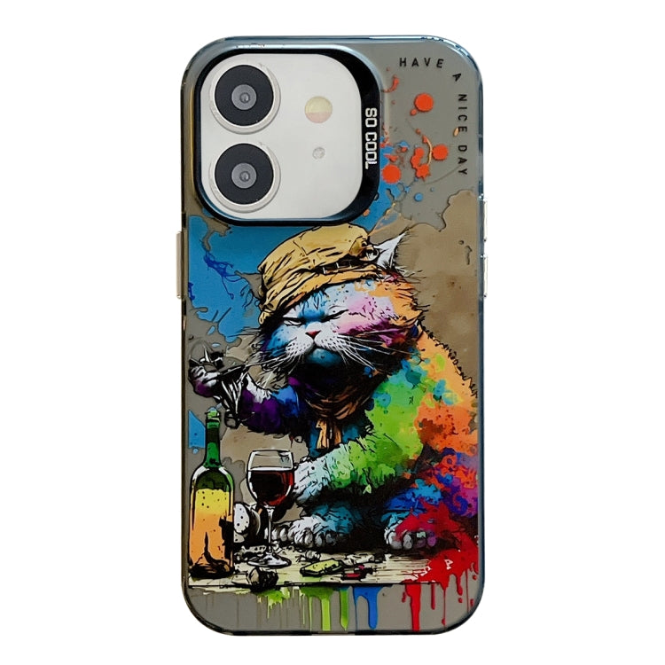 Série de peinture à l'huile de motif animal PC + étui de téléphone en TPU