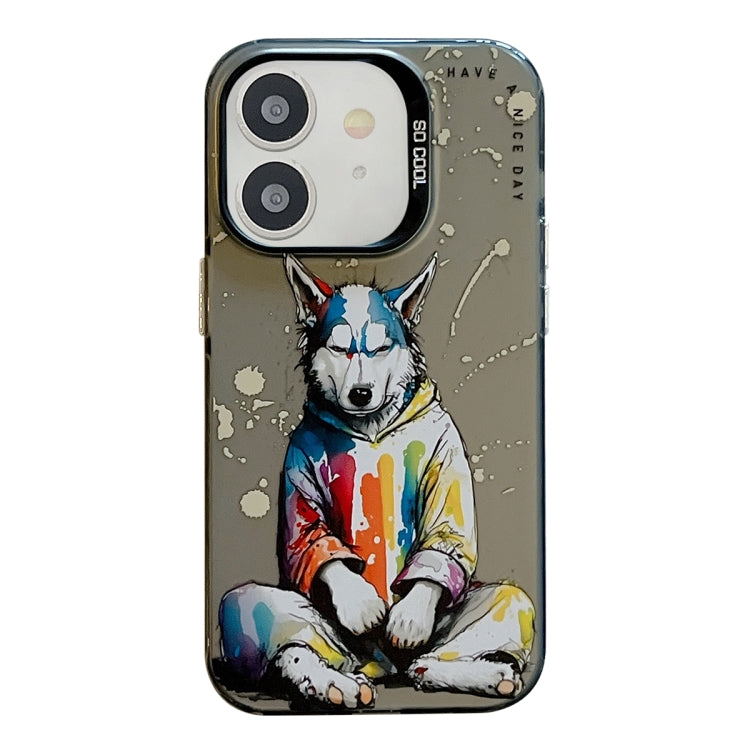 Série de peinture à l'huile de motif animal PC + étui de téléphone en TPU