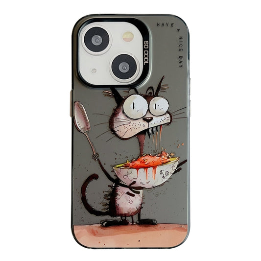 Série de peinture à l'huile de motif animal PC + étui de téléphone en TPU