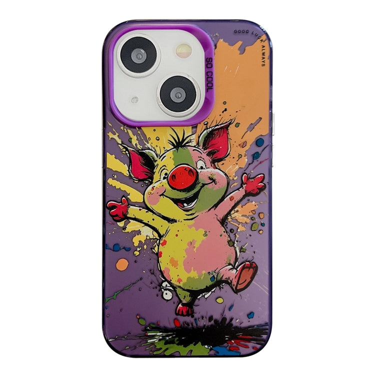 Pour iPhone 13 Série de peinture à l'huile de motif animal PC + étui de téléphone en TPU, Series 19