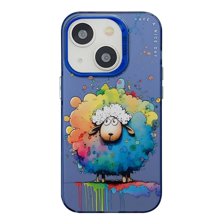 Pour iPhone 13 Série de peinture à l'huile de motif animal PC + étui de téléphone en TPU, Series 19