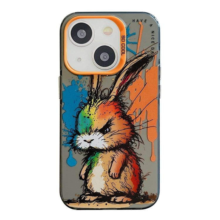 Pour iPhone 13 Série de peinture à l'huile de motif animal PC + étui de téléphone en TPU, Series 19