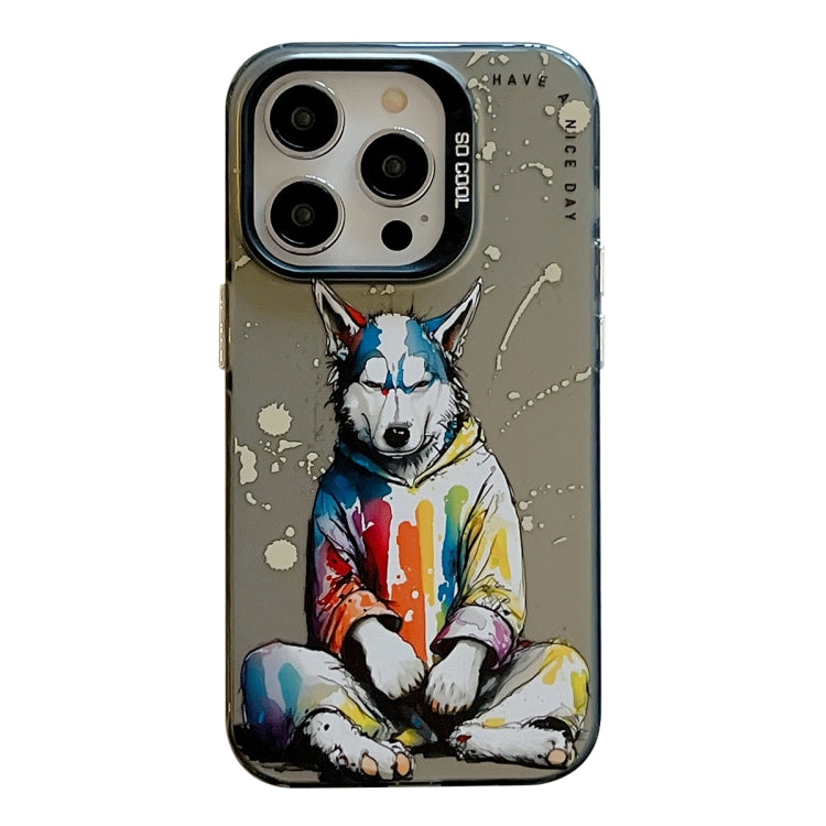 Série de peinture à l'huile de motif animal PC + étui de téléphone en TPU
