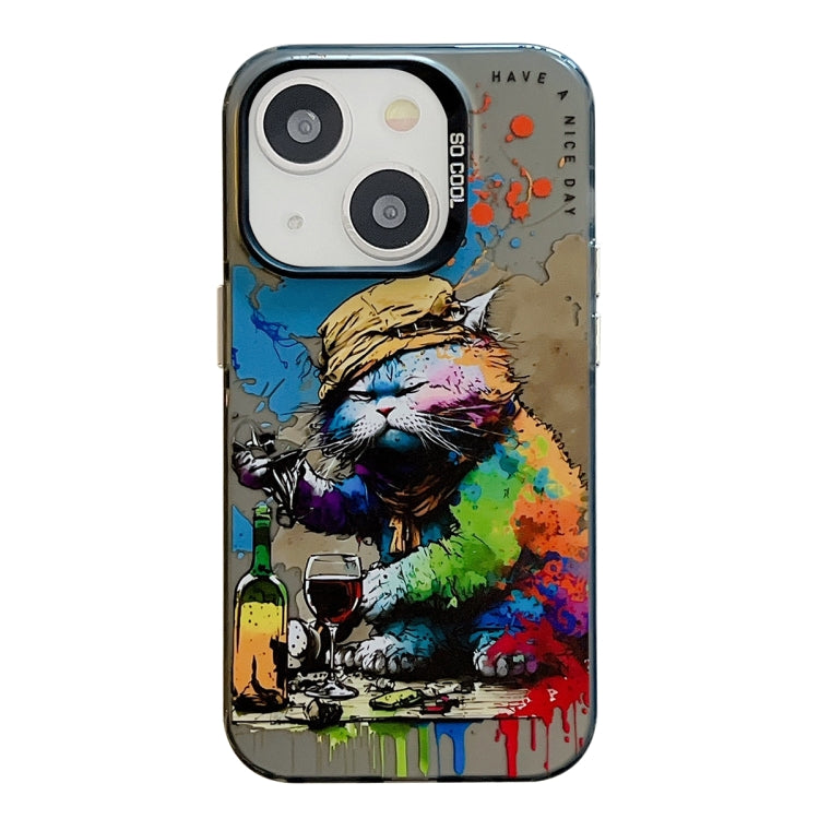 Série de peinture à l'huile de motif animal PC + étui de téléphone en TPU