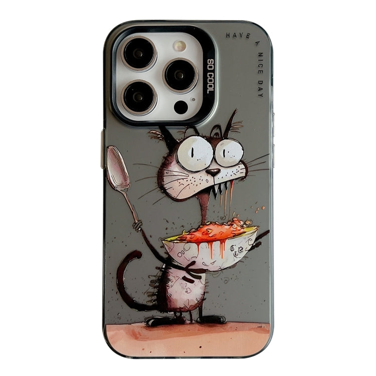 Série de peinture à l'huile de motif animal PC + étui de téléphone en TPU