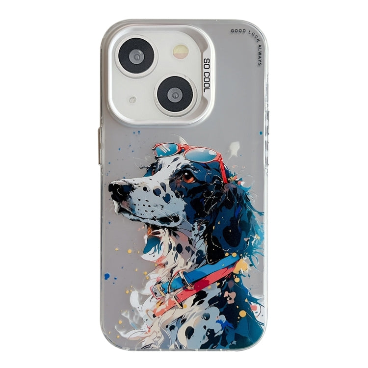 Pour iPhone 15 Série de peinture à l'huile de motif animal PC + étui de téléphone en TPU, Series 7