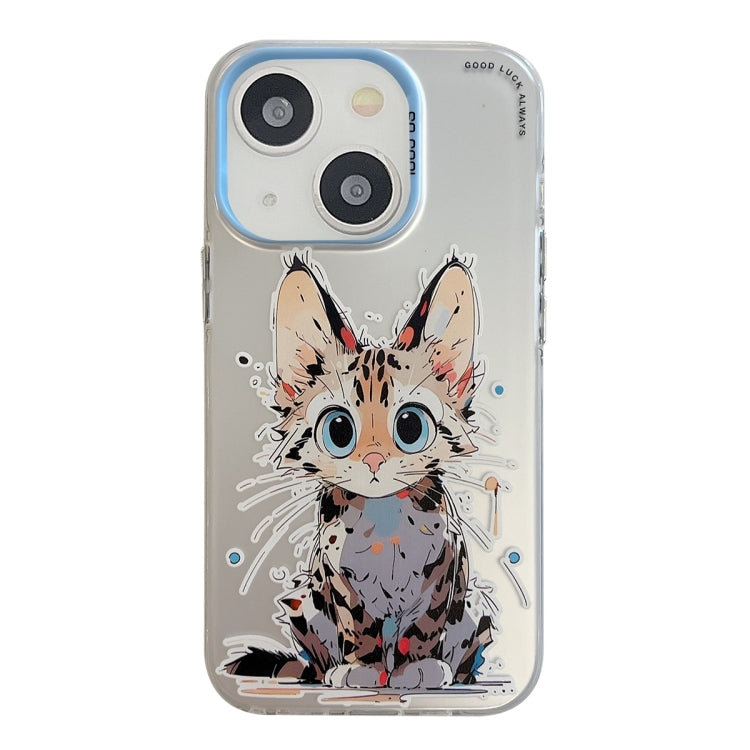 Pour iPhone 15 Série de peinture à l'huile de motif animal PC + étui de téléphone en TPU, Series 7