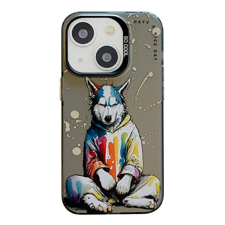 Série de peinture à l'huile de motif animal PC + étui de téléphone en TPU
