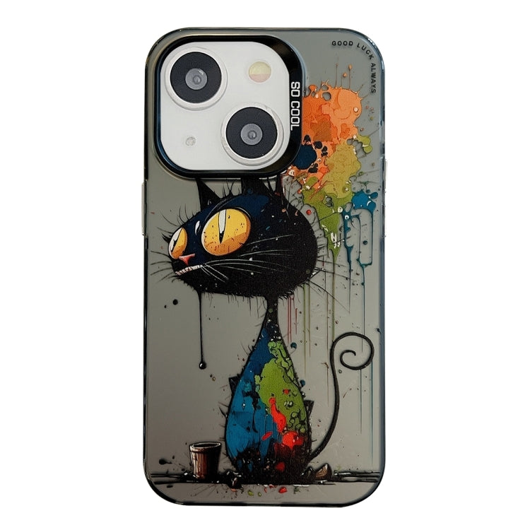 Série de peinture à l'huile de motif animal PC + étui de téléphone en TPU