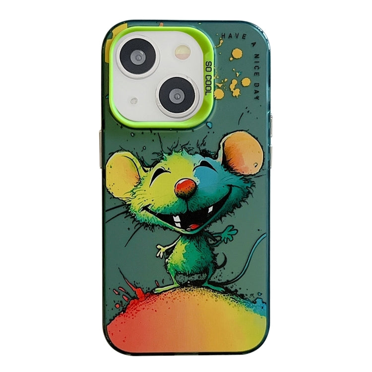 Pour iPhone 15 plus Série de peinture à l'huile de motif animal PC + étui de téléphone en TPU, Series 15