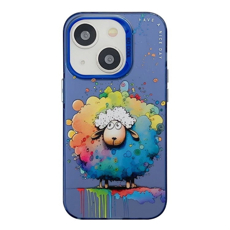 Pour iPhone 15 plus Série de peinture à l'huile de motif animal PC + étui de téléphone en TPU, Series 15