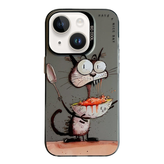 Série de peinture à l'huile de motif animal PC + étui de téléphone en TPU