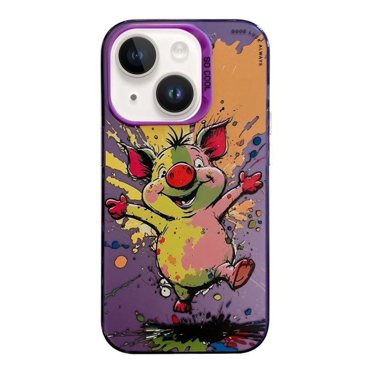 Pour iPhone 14 Plus Série de peinture à l'huile de motif animal PC + étui de téléphone en TPU, Series 21